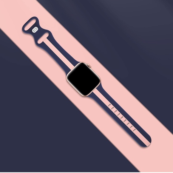 Designer Sport Band Compatible with Apple Watch iWatch Bands Navy and Pink - Picture 6 of 9